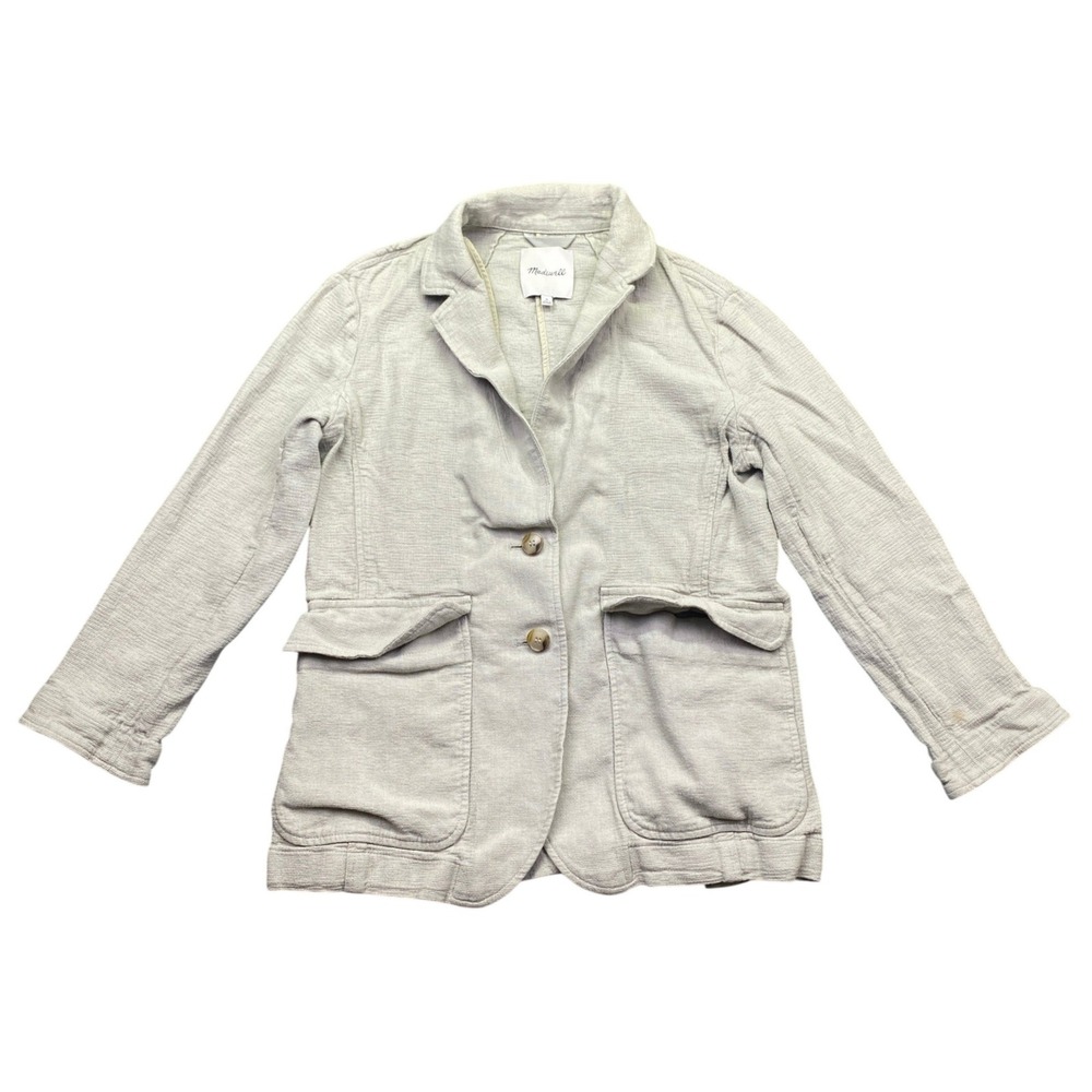 Madewell Breezewoven Larsen Blazer Womens Linen Blend Utility Sage Green NF481 M